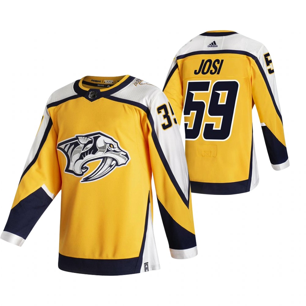 2021 Adidias Nashville Predators #59 Roman Josi Yellow Men Reverse Retro Alternate NHL Jersey->nashville predators->NHL Jersey